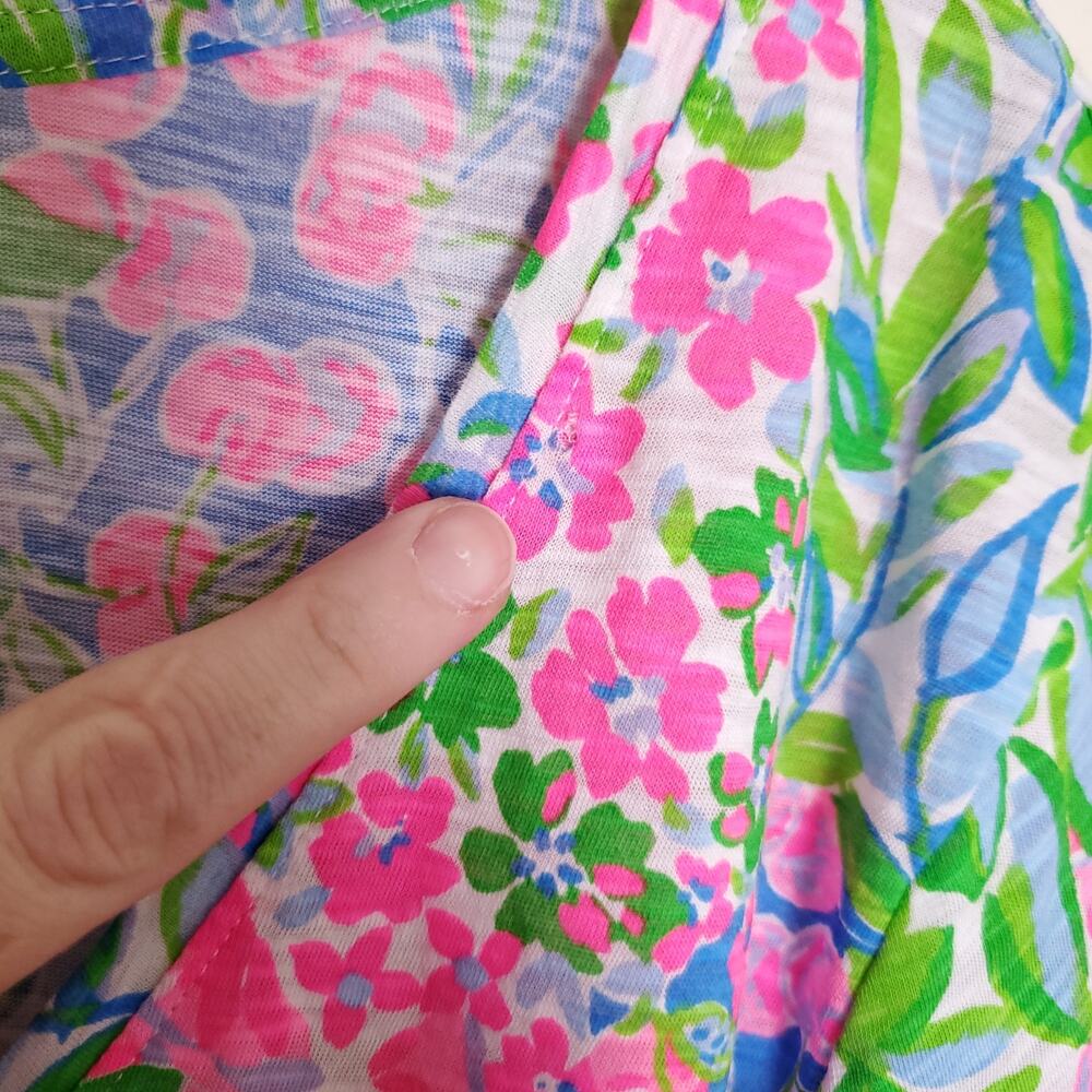 LILLY PULITZER Cotton Etta Vneck Short Sleeve Top Cherry On Top Casual Sz XL - Picture 10 of 11